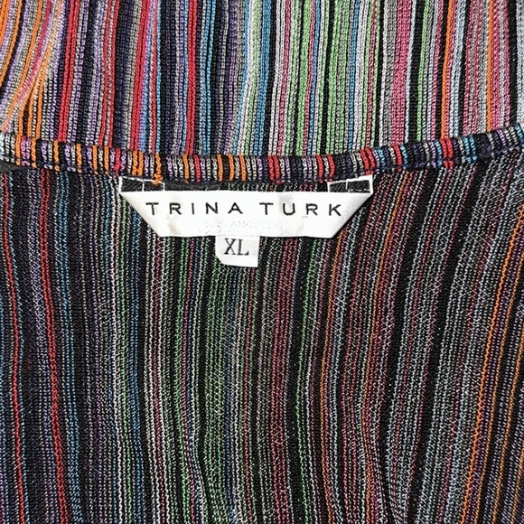 Trina Turk Ariel Raschel Knit Multi Stripe Tank Top Women XL Tassels Casual Boho - Picture 6 of 8